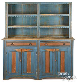 Canadian painted pine two-part cupboard, 19th c.