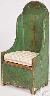 Child's painted pine potty chair, 19th c.