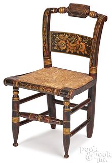Painted child's rush seat fancy chair, 19th c.