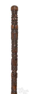 Carved folk art cane, late 19th c.