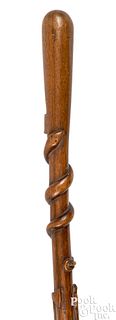 Carved folk art cane, ca. 1900