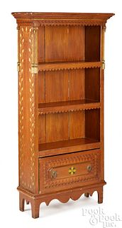 Painted pine bookcase, ca. 1900