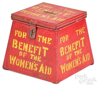 Painted tin donation box