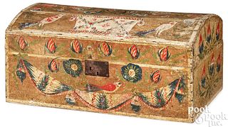 Painted beech dome lid box, 19th c.