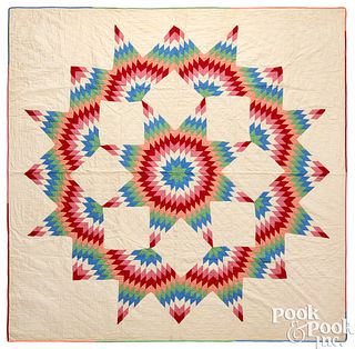Broken Star patchwork quilt, ca. 1900