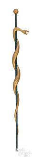 Oddfellows carved and painted serpent staff