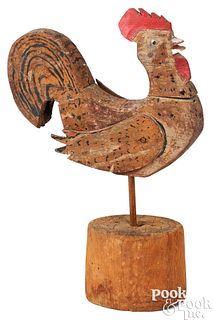 Carved and painted rooster, early 20th c.