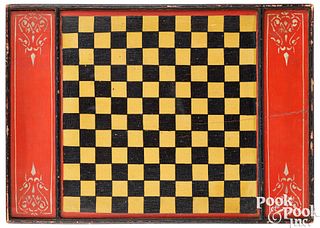 Painted pine checkers gameboard, late 19th c.