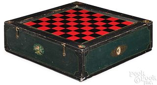 Painted and decoupage game box, late 19th c.