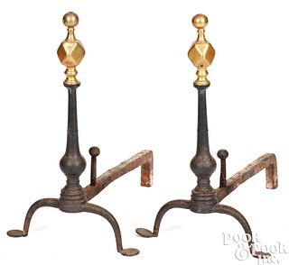 Pair of Chippendale andirons, 18th c.