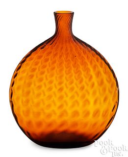 Amber pattern molded grandfather's flask, 19th c.