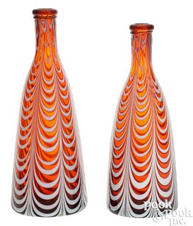 Two South New Jersey looped bottles, mid 19th c.