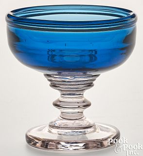 South New Jersey bi-color glass pedestal bowl