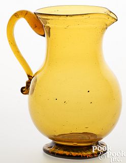 Large South New Jersey amber glass pitcher
