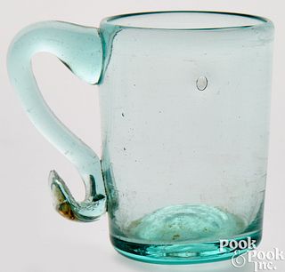 Miniature South New Jersey glass mug, mid 19th c.
