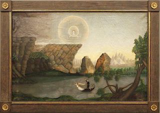 19th c. oil painting, Voyage of Life