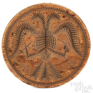 Pennsylvania carved maple butterprint, late 18th c