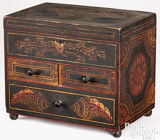 Pennsylvania painted pine sewing box, 19th c.