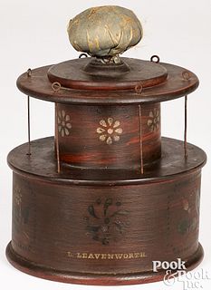 Round Pennsylvania sewing box, 19th c.