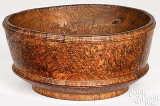 American delicately turned round burl bowl