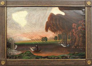 19th c. oil painting, Voyage of Life