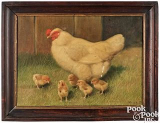 Arthur Heyer, portrait of hen with chicks