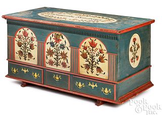 Pennsylvania painted pine dower chest, ca. 1900