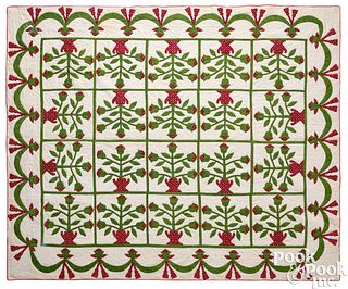 Appliqué Potted Tulip quilt, 19th c.