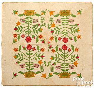 Appliqué Potted Flower quilt, 19th c.
