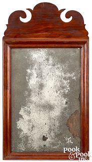 Small Queen Anne walnut looking glass, 18th c.