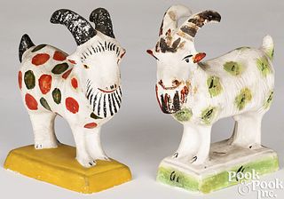 Pair of Pennsylvania chalkware goats, 19th c.