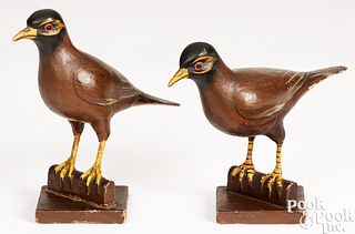 Two carved and painted birds, ca. 1900