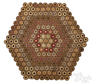 Octagonal penny rug, late 19th c.