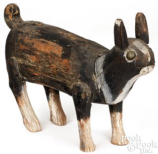 Folk art carved and painted rabbit, early 20th c.