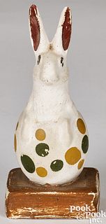 Pennsylvania chalkware rabbit in egg, 19th c.