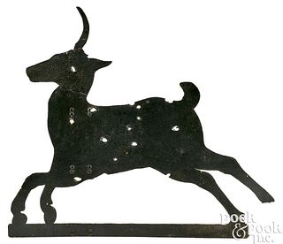 Very large sheet iron stag weathervane, 19th c.