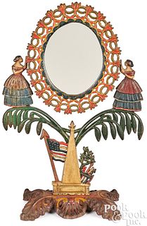 Painted cast iron Jenny Lind mirror, late 19th c.