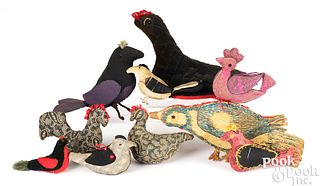 Group of fabric bird pin cushions, 19th and 20th c