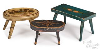 Three painted footstools, 19th c.