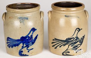 Two New York three-gallon stoneware crocks