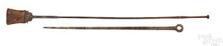 Unusual wrought iron ember shovel, 18th c.