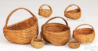 Seven miniature Pennsylvania split baskets