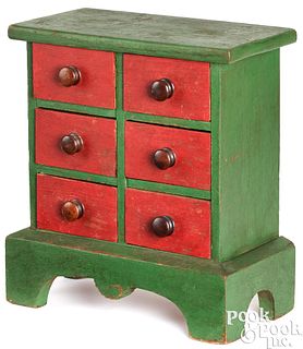 Miniature painted pine apothecary chest