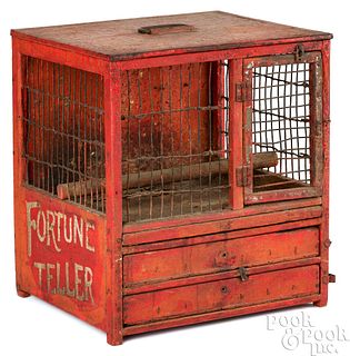 Painted Fortune Teller bird cage, early 20th c.