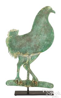 Swell-bodied copper chicken weathervane, 19th c.