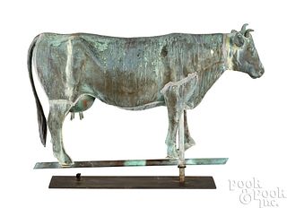 Full-bodied copper cow weathervane