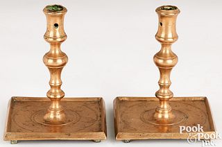 Pair of bell metal Spanish candlesticks