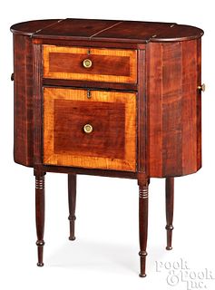 New England Sheraton cherry sewing stand, ca. 1810