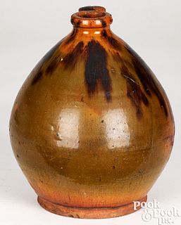 Large New England ovoid earthenware jug, 19th c.