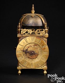 Miniature English brass lantern alarm clock